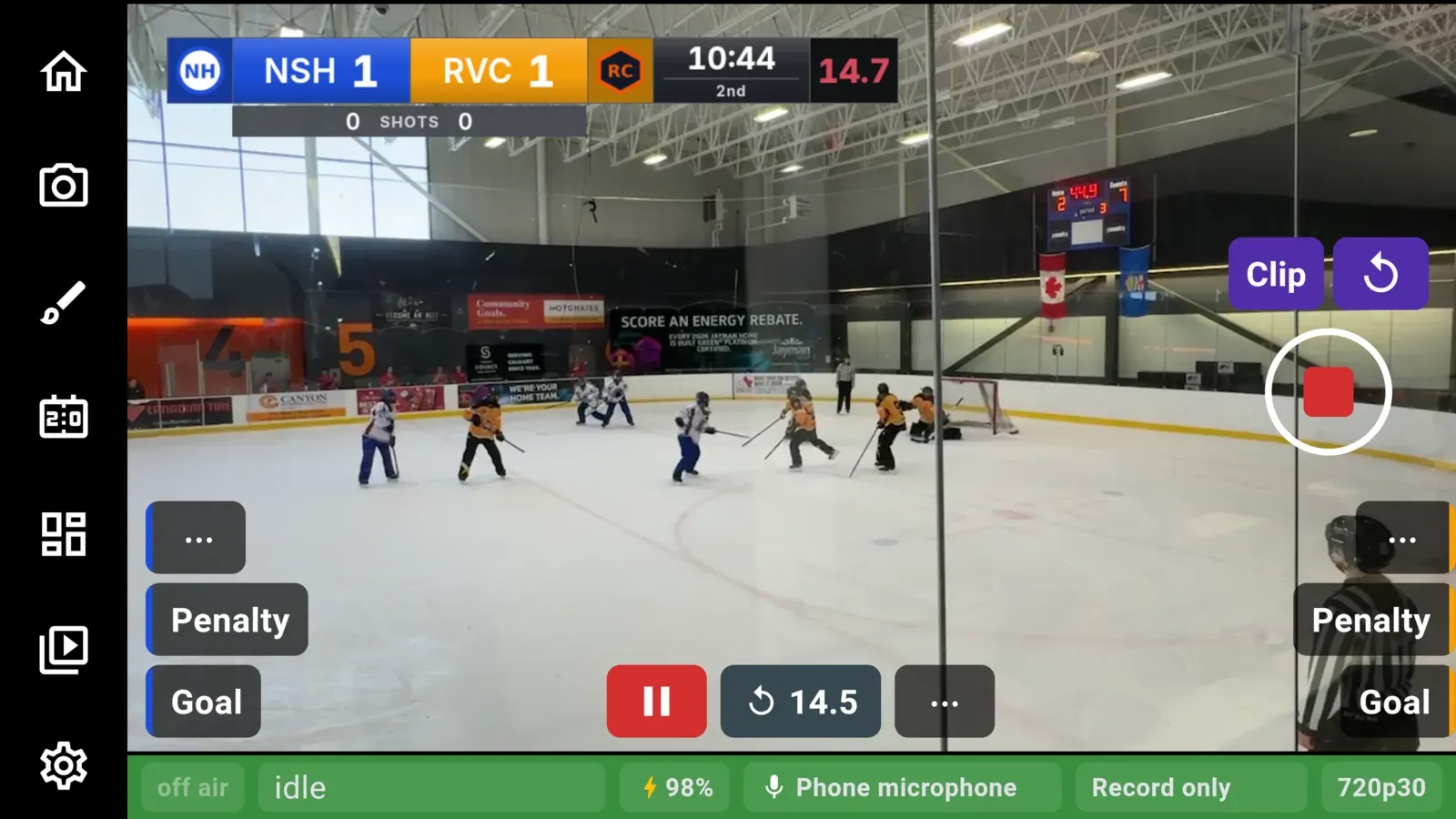 The Network bar graphic over a ringette game