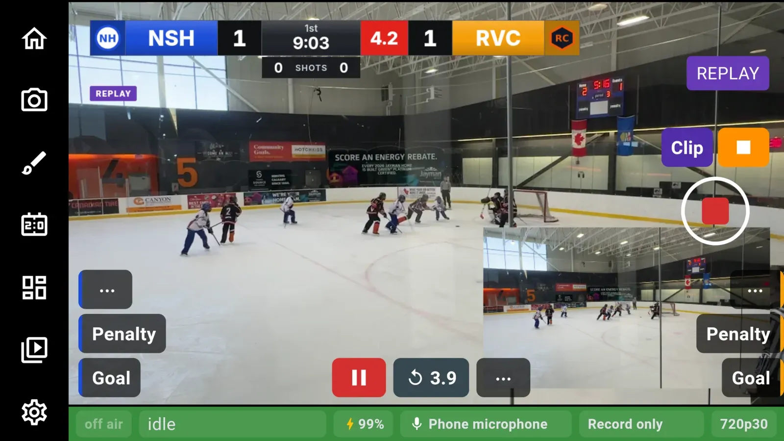 A replay playing in the corner of the picture with the REPLAY tag